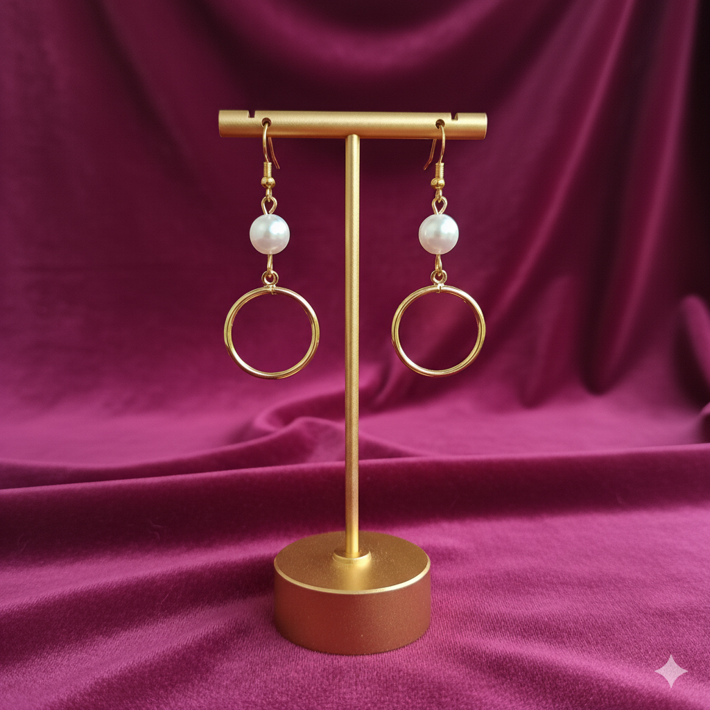 Classic Pearl Hoop Dangler Earrings