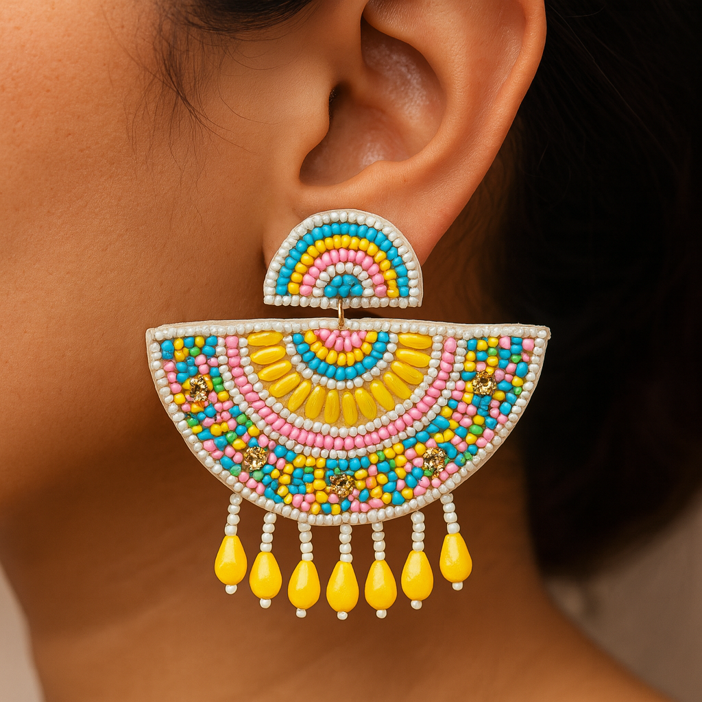 Beaded Sunshine Fan Earrings - Image 2