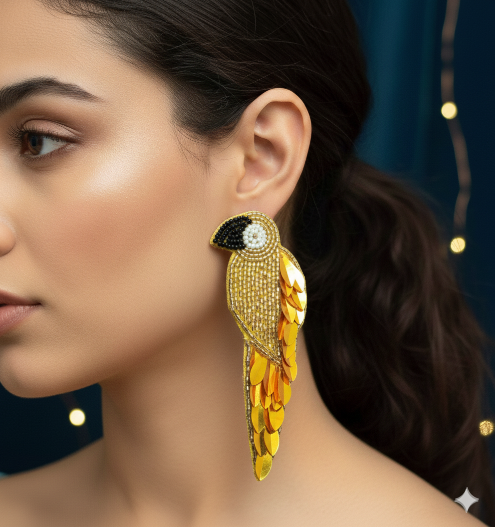 Sequin Parrot Charm Earrings - Image 2