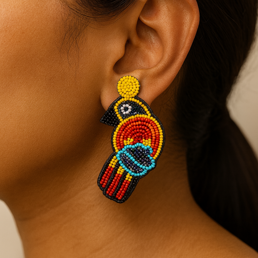 Beaded Tropical Parrot Earrings - Image 2