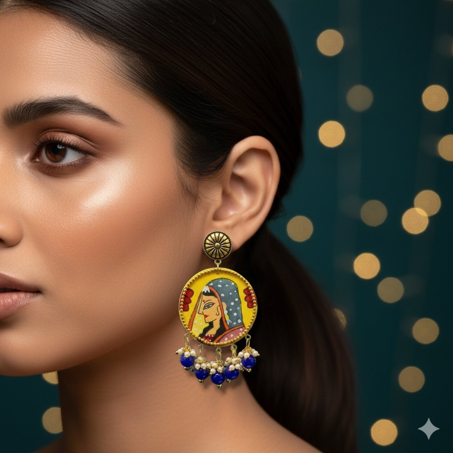 Hand Painted Folk Dangler Earrings - Image 2