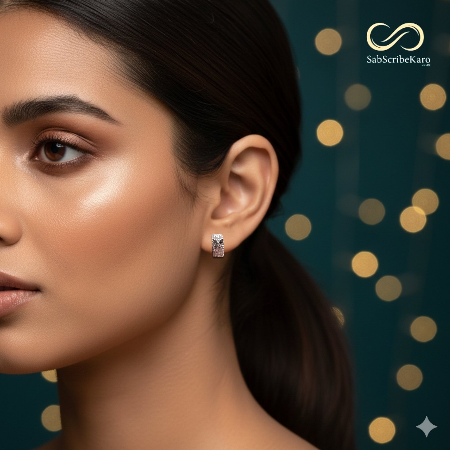 Pave Butterfly Huggie Hoop Earrings - Image 2