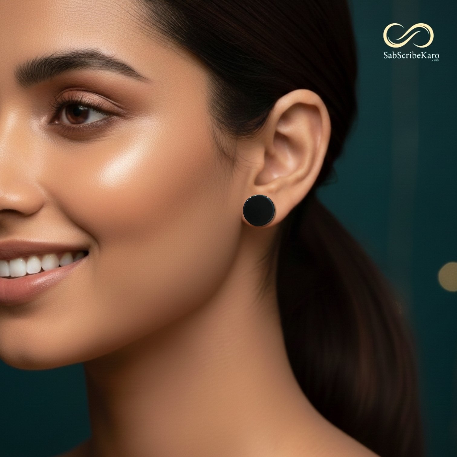 Jet Black Enamel Minimalist Studs - Image 2