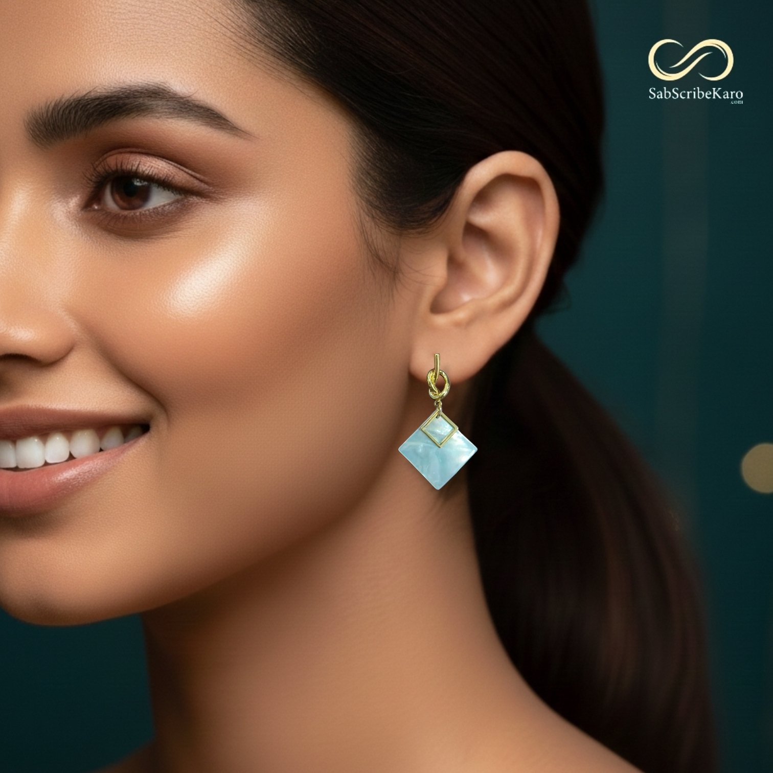 Mother of Pearl Knot Drop Earrings - Image 2