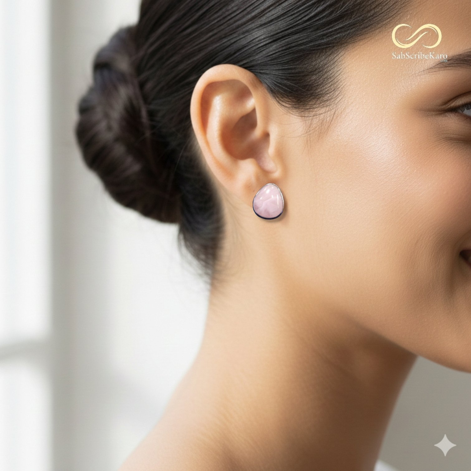 Rose Quartz Imitation Stone Studs - Image 2