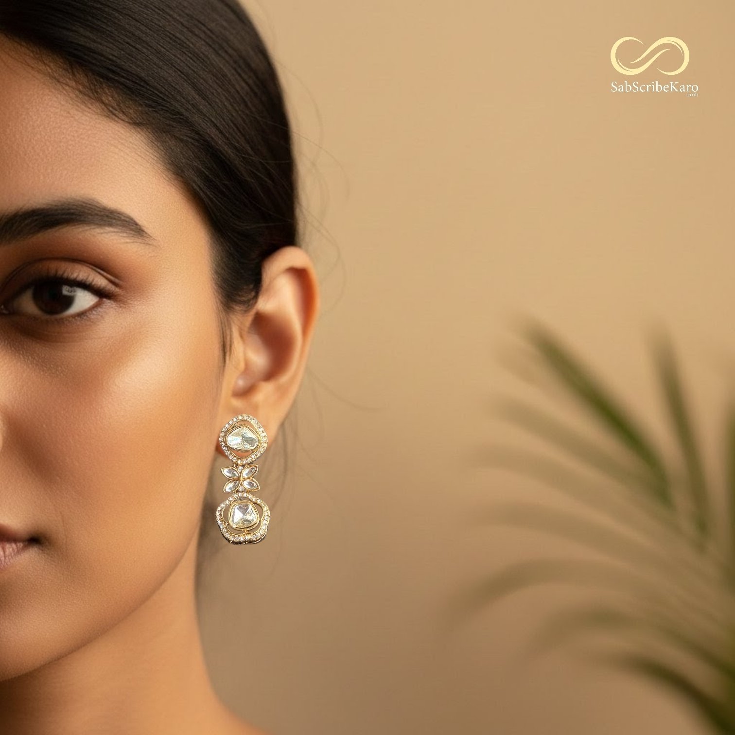 Polki and Diamond Look Dangler  - Image 2