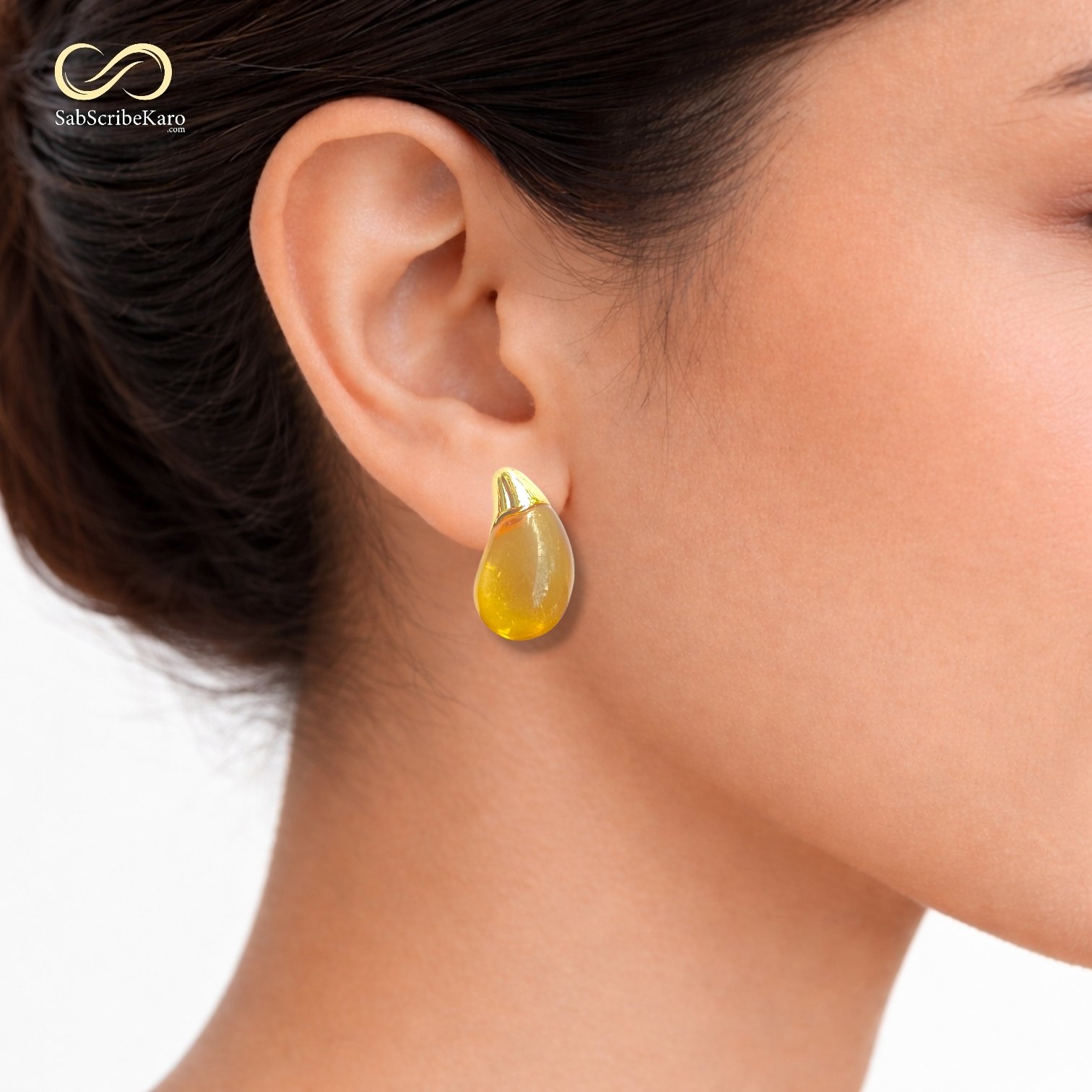 Amber Teardrop Resin Studs - Image 2