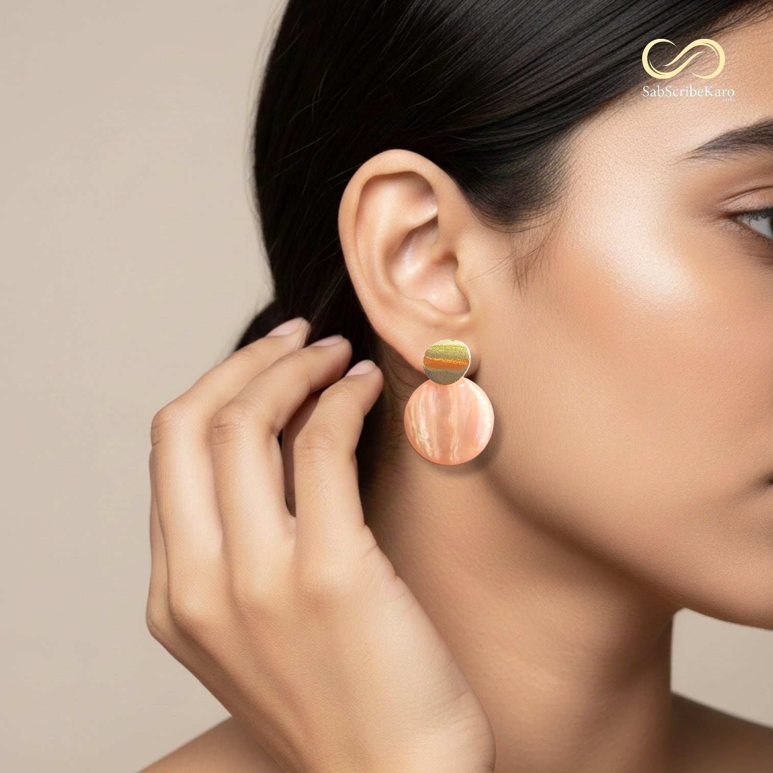 Rose Gold Disc and Pink Resin Dangler - Image 2