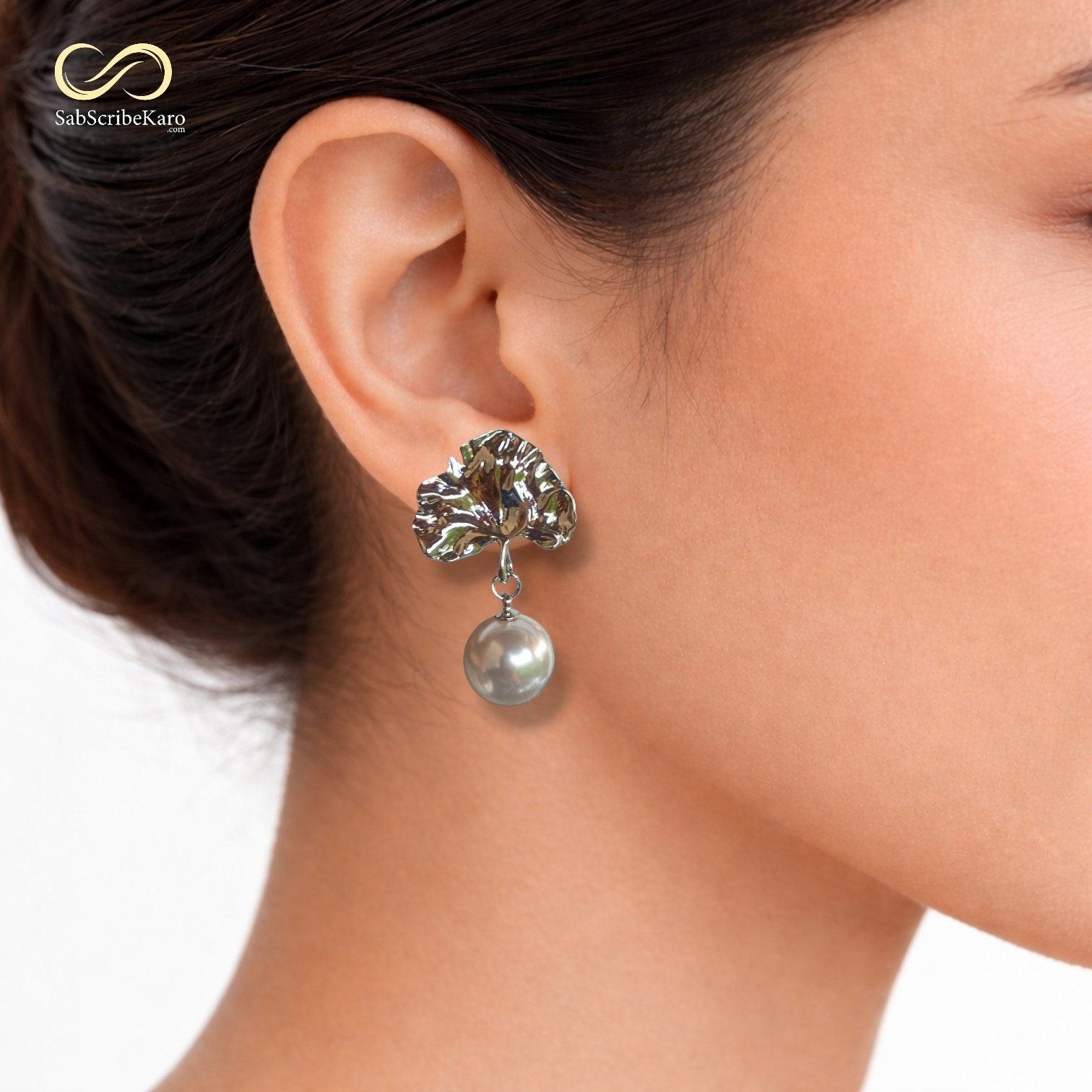 Silver Leaf and Classic Pearl Drops - Image 2