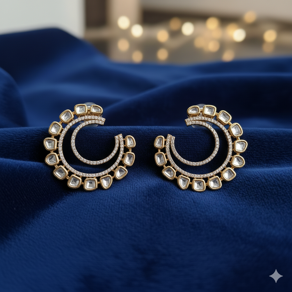 Celestial Crescent Stud Earrings