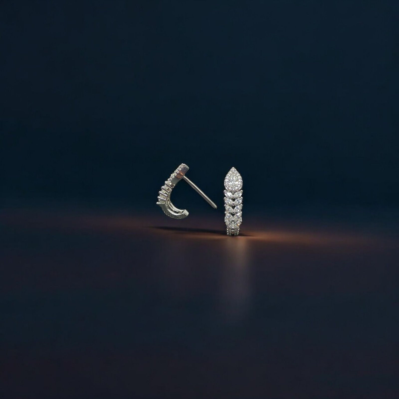 Silver Marquise Cubic Zirconia Half Hoops