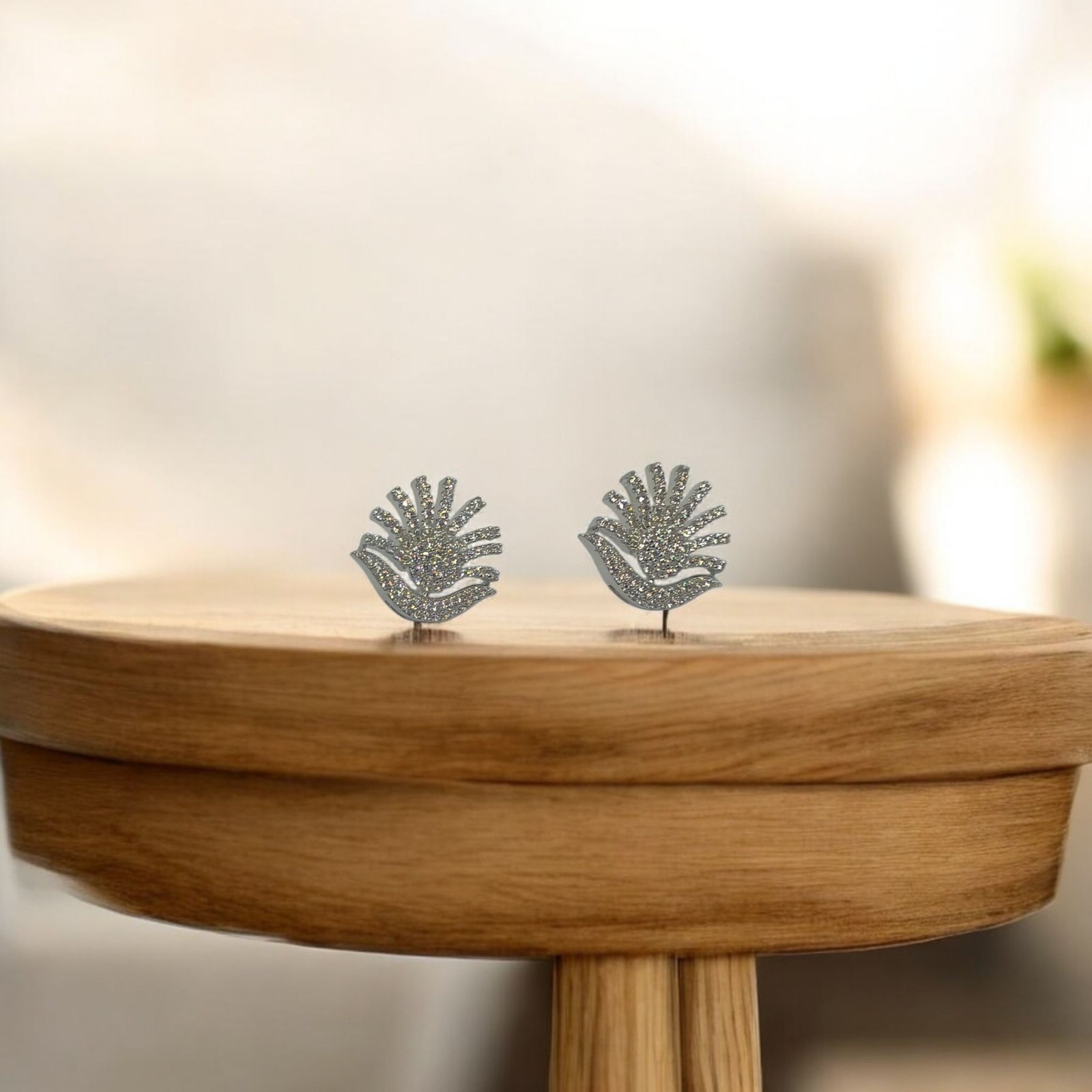 Silver Pave Finish Dove Bird Stud Earrings